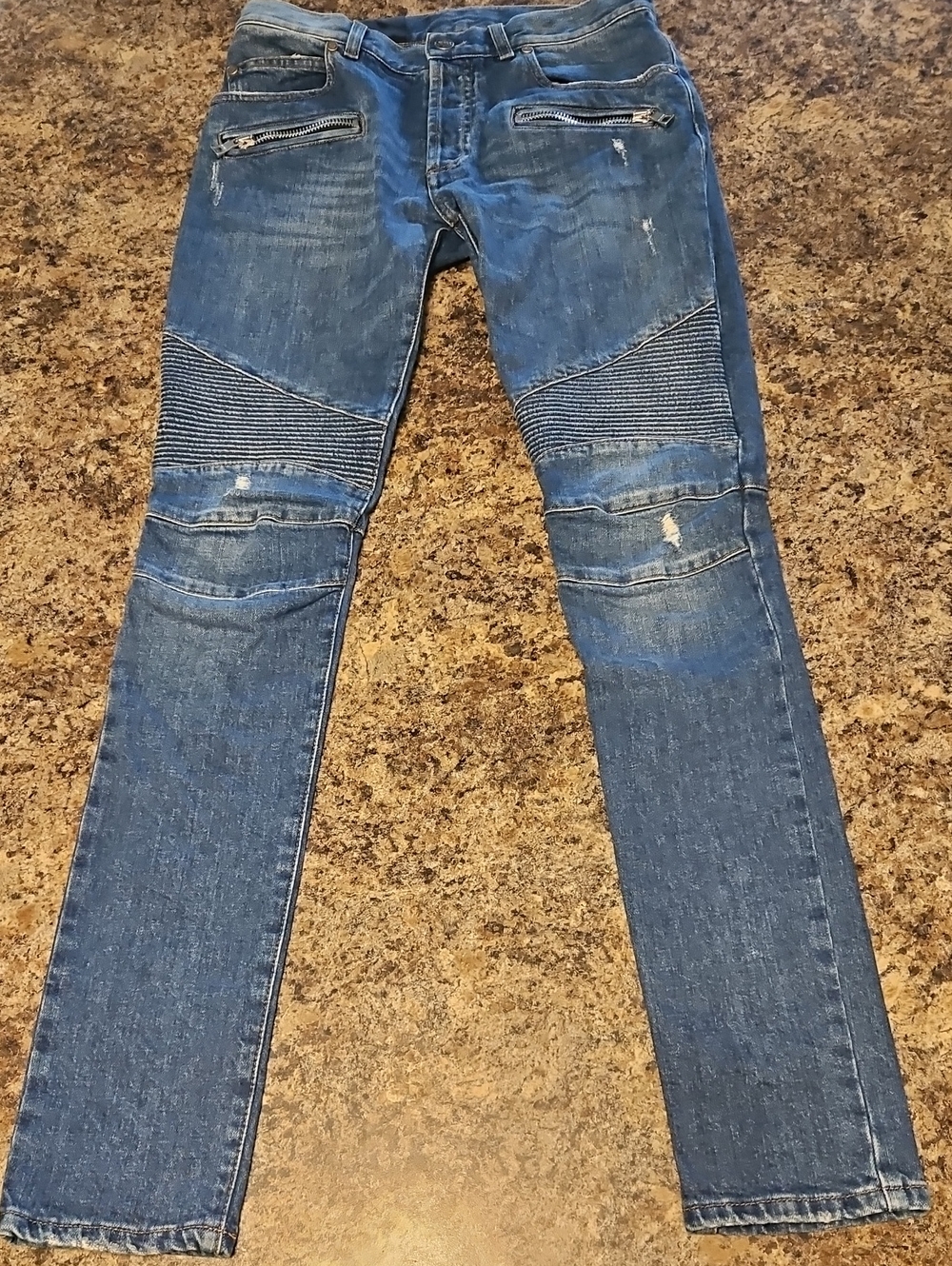 Balmain Slim Moto-style Blue Jeans - 29